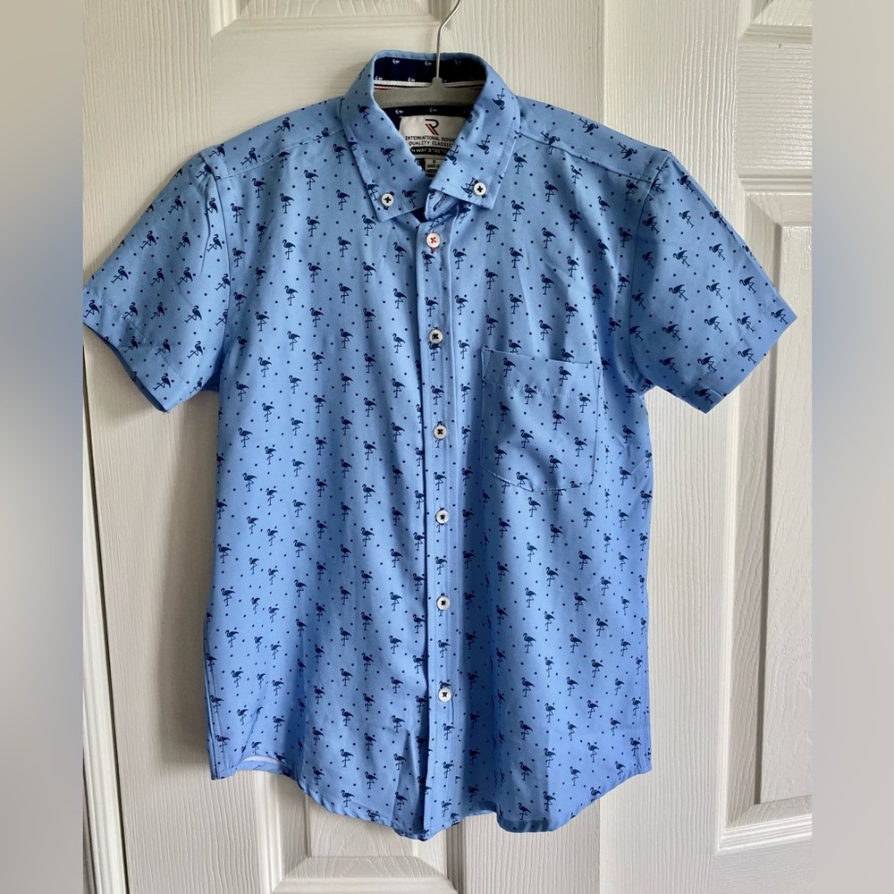 Light Blue Flamingo Button Down Shirt